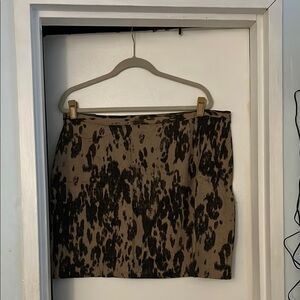 Banana Republic Factory Leopard Print Lined Linen Mini Skirt 18 NWT